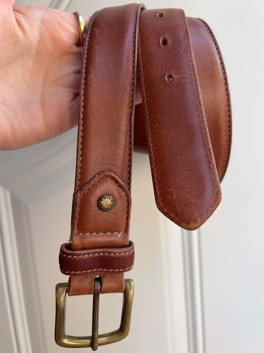 Vintage Coach Leather British Tan Brass Buckle Belt